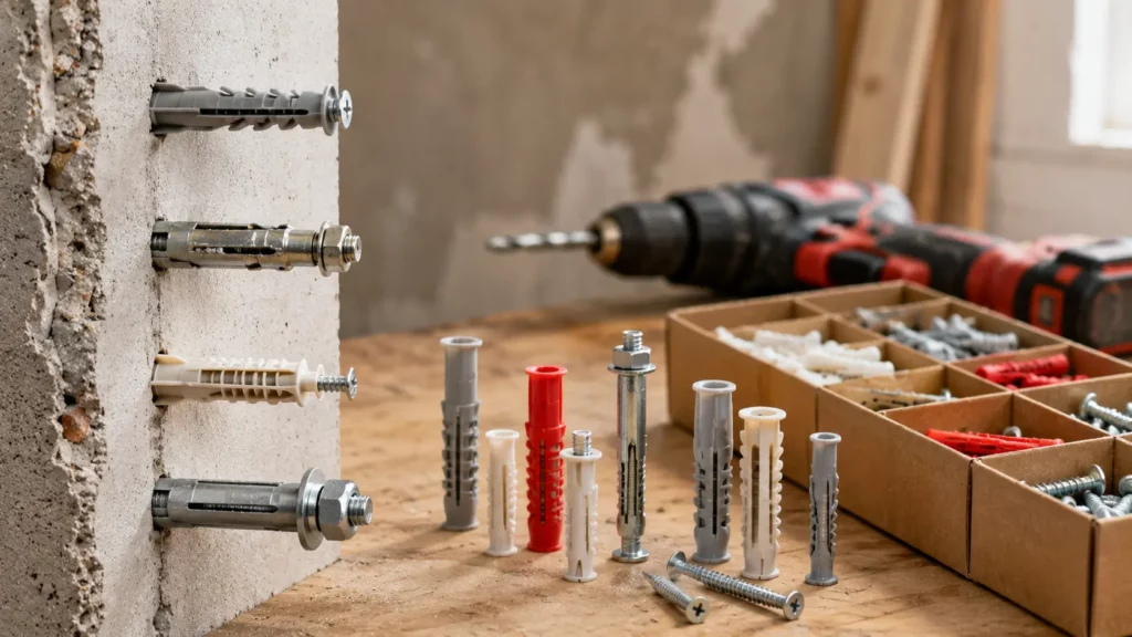 Différents types de chevilles murales pour choisir une fixation adaptée au support et à la charge.