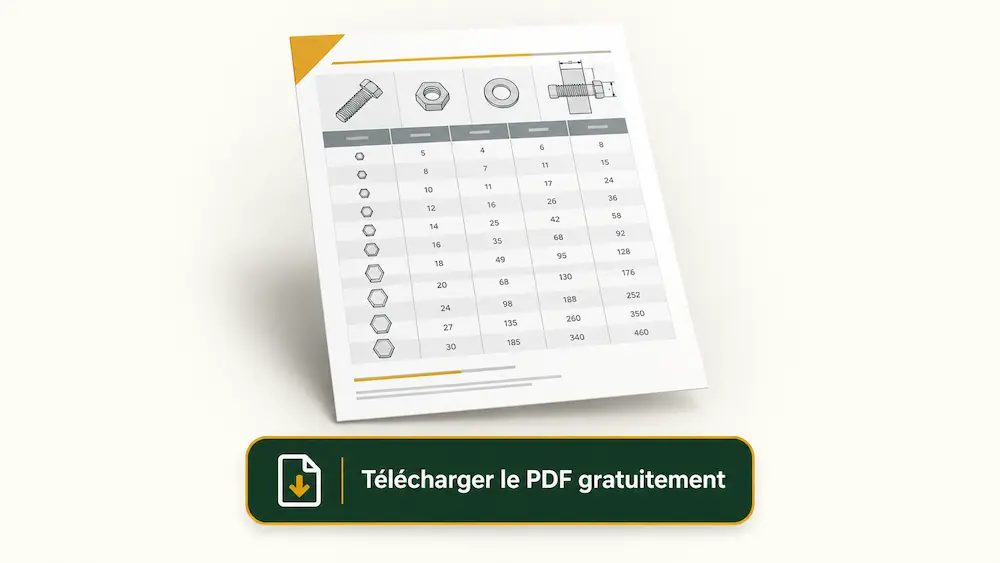 Tableau des couples de serrage à télécharger gratuitement en PDF